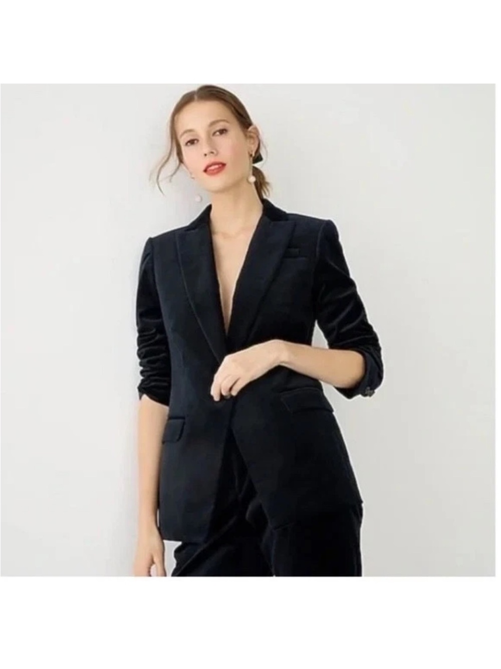 J. Crew Willa Blazer in Stretch Cotton Velvet Black Women’s BD005 Size 18